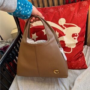 Coach Tan Shoulder Bag with Gold Accent